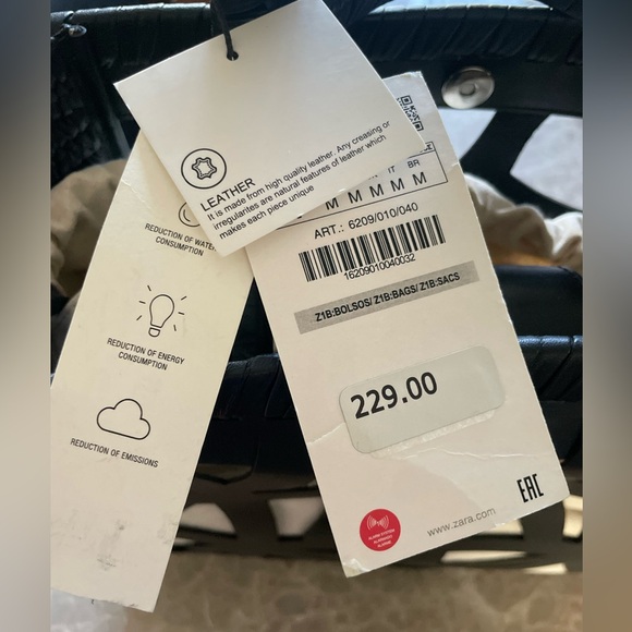 Zara black cut work tote with cross body strap - Picture 9 of 10